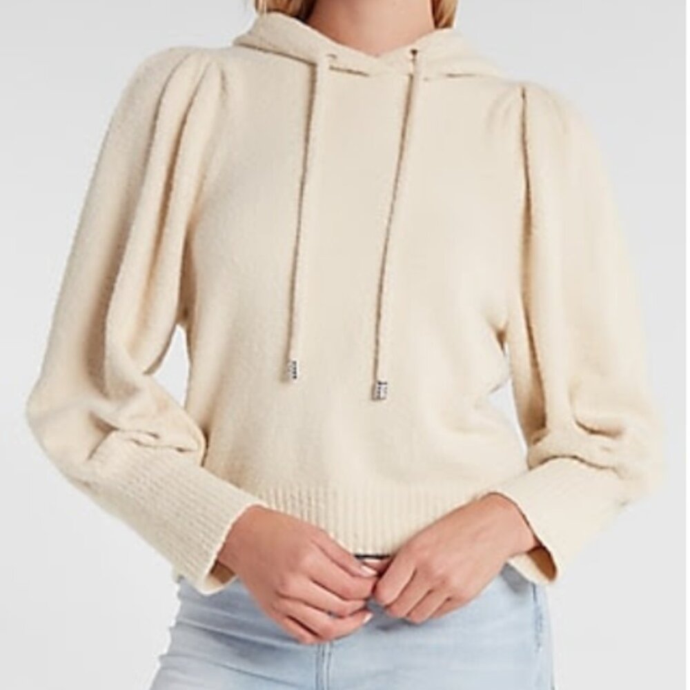 Cozy Balloon Sleeve Hooded Sweater
